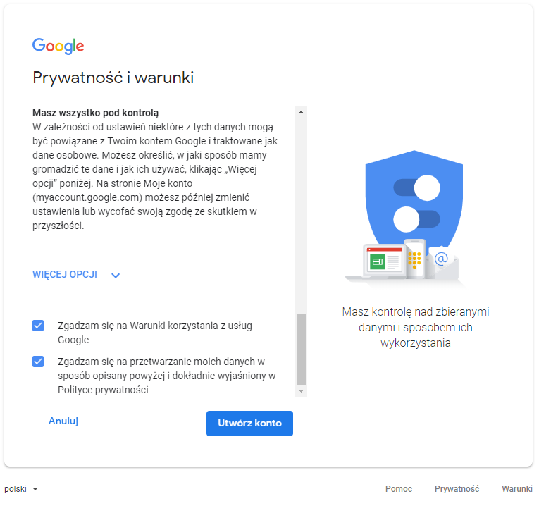 Google Ads prywatność i warunki
