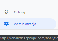 Odnośnik administracja w Google Analytics
